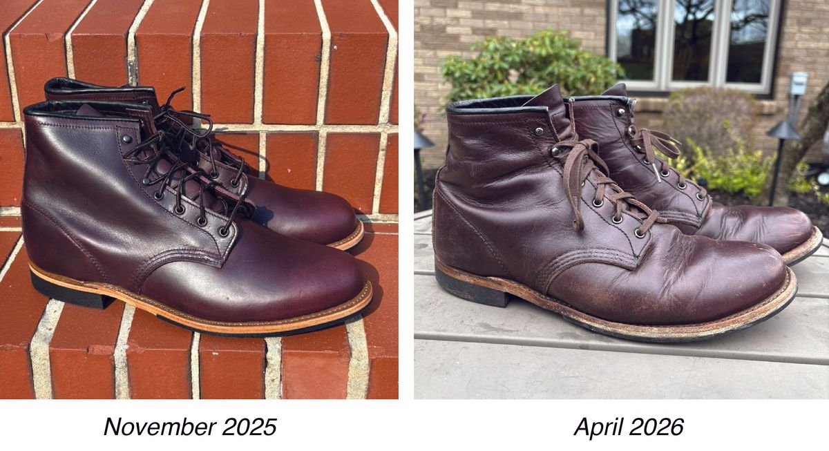 Photo by Shrimpy_grits on April 9, 2026 of the Red Wing Beckman in S.B. Foot Black Cherry Excalibur.