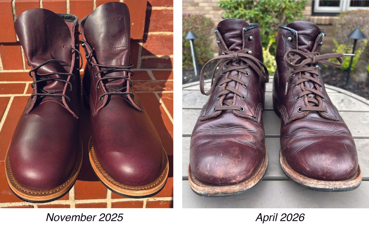 Photo by Shrimpy_grits on April 9, 2026 of the Red Wing Beckman in S.B. Foot Black Cherry Excalibur.