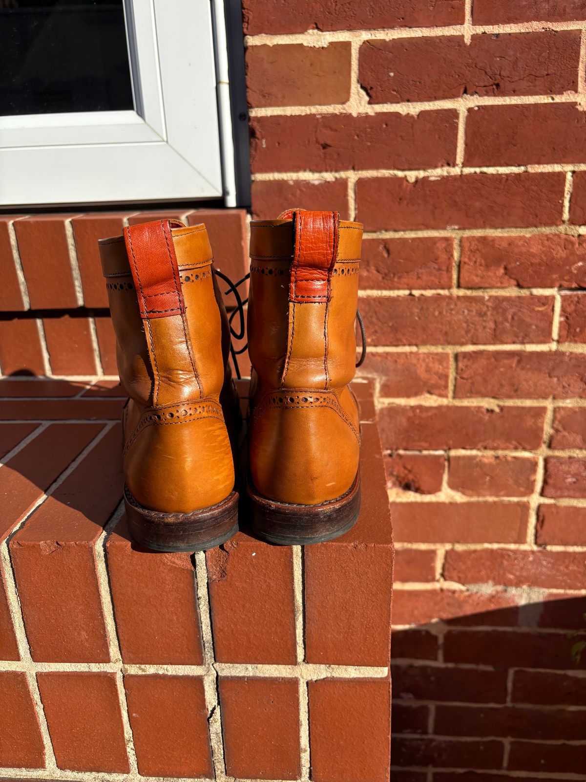 Photo by olorin on October 5, 2025 of the Allen Edmonds Dalton Wingtip Dress Boot in Walnut Calfskin.