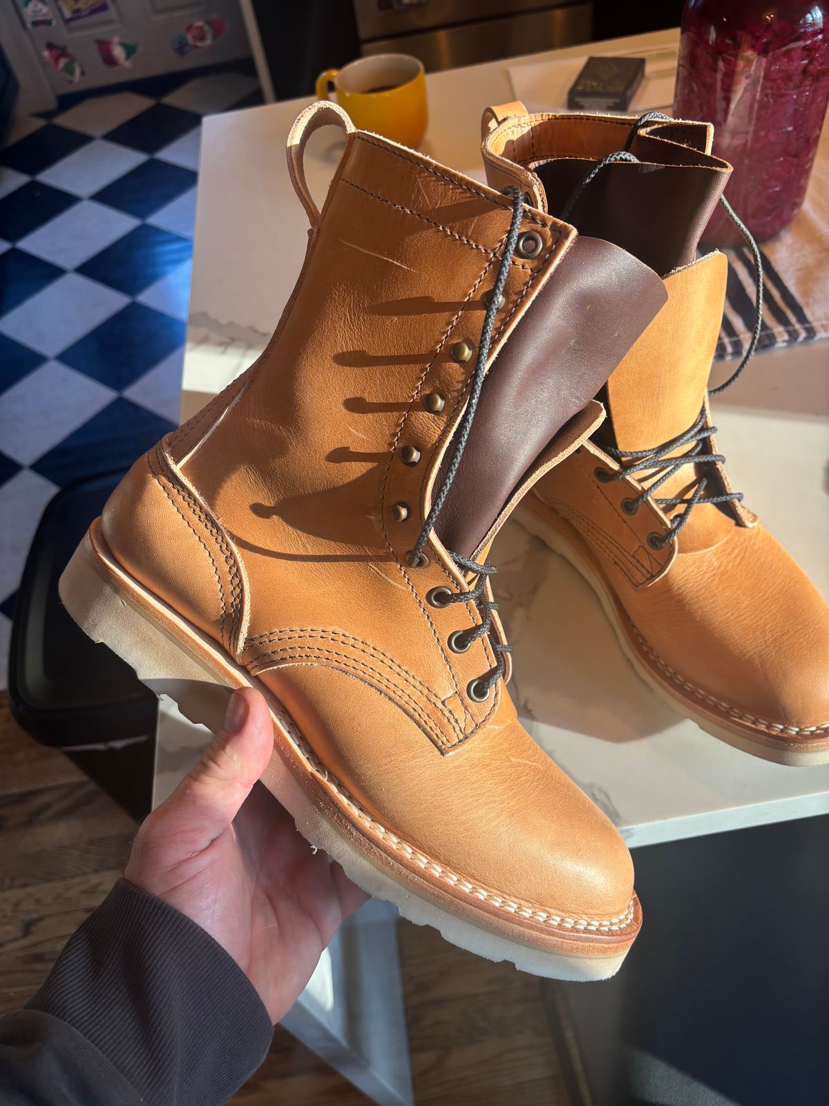 Photo by Riv_City_Boots on October 5, 2025 of the Nicks DomePro in Horween Light Natural Dublin.