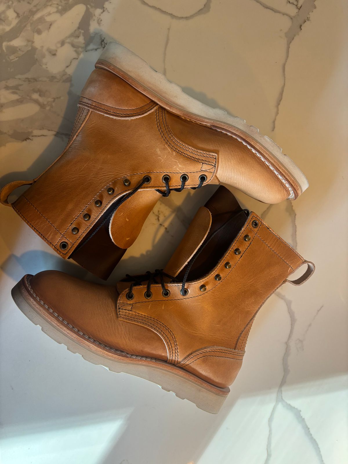 Photo by Riv_City_Boots on October 5, 2025 of the Nicks DomePro in Horween Light Natural Dublin.