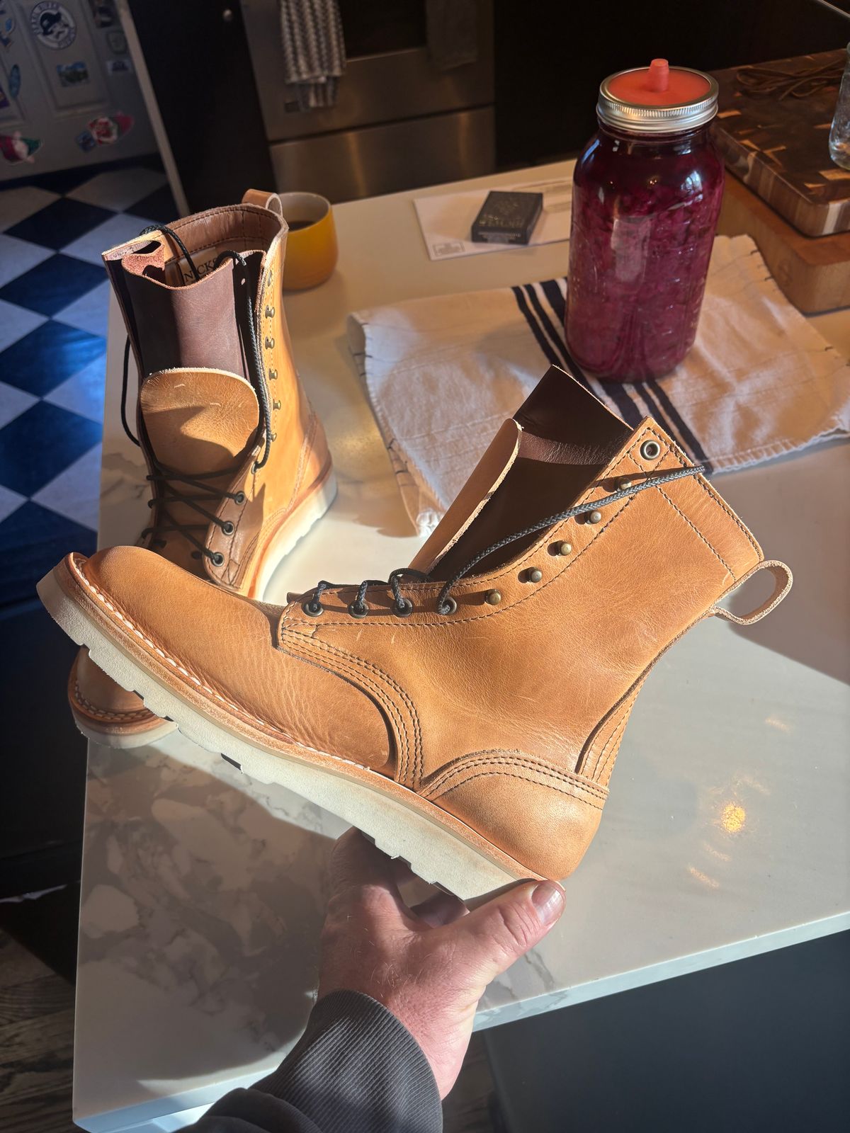 Photo by Riv_City_Boots on October 5, 2025 of the Nicks DomePro in Horween Light Natural Dublin.