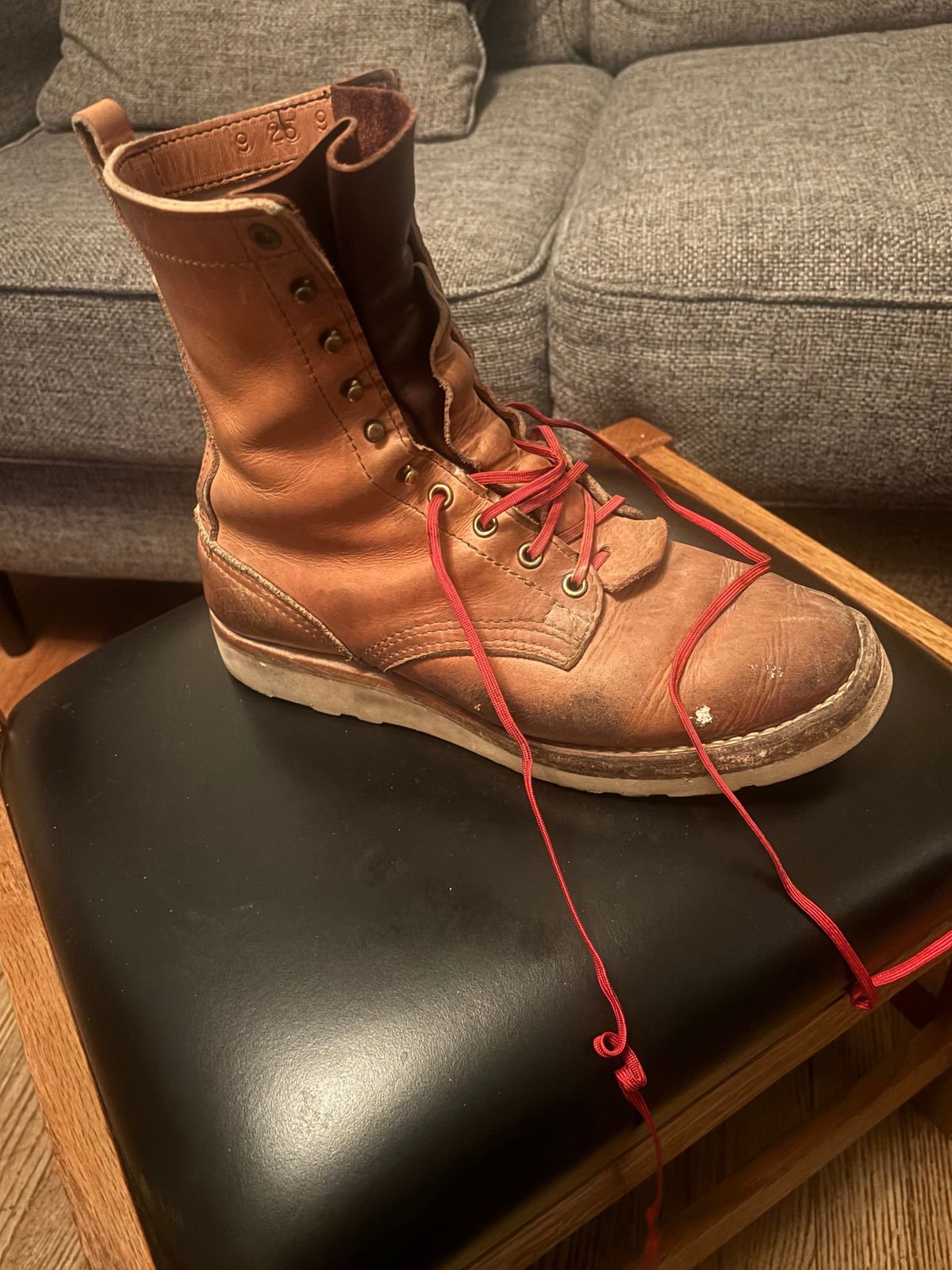 Photo by Riv_City_Boots on November 6, 2025 of the Nicks DomePro in Horween Light Natural Dublin.