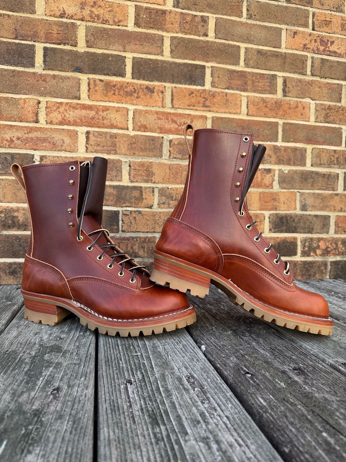 Photo by twilson_vtwin on October 1, 2025 of the Nicks Lace to Toe Work in Wickett & Craig Tan Oiled Latigo.