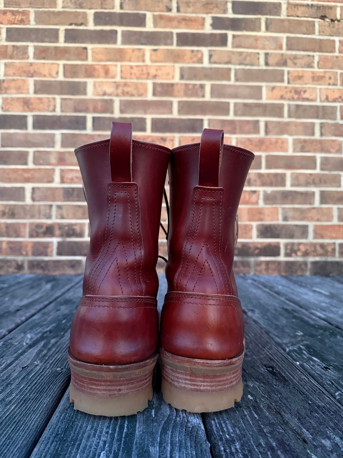 Photo by twilson_vtwin on November 3, 2025 of the Nicks Lace to Toe Work in Wickett & Craig Tan Oiled Latigo.