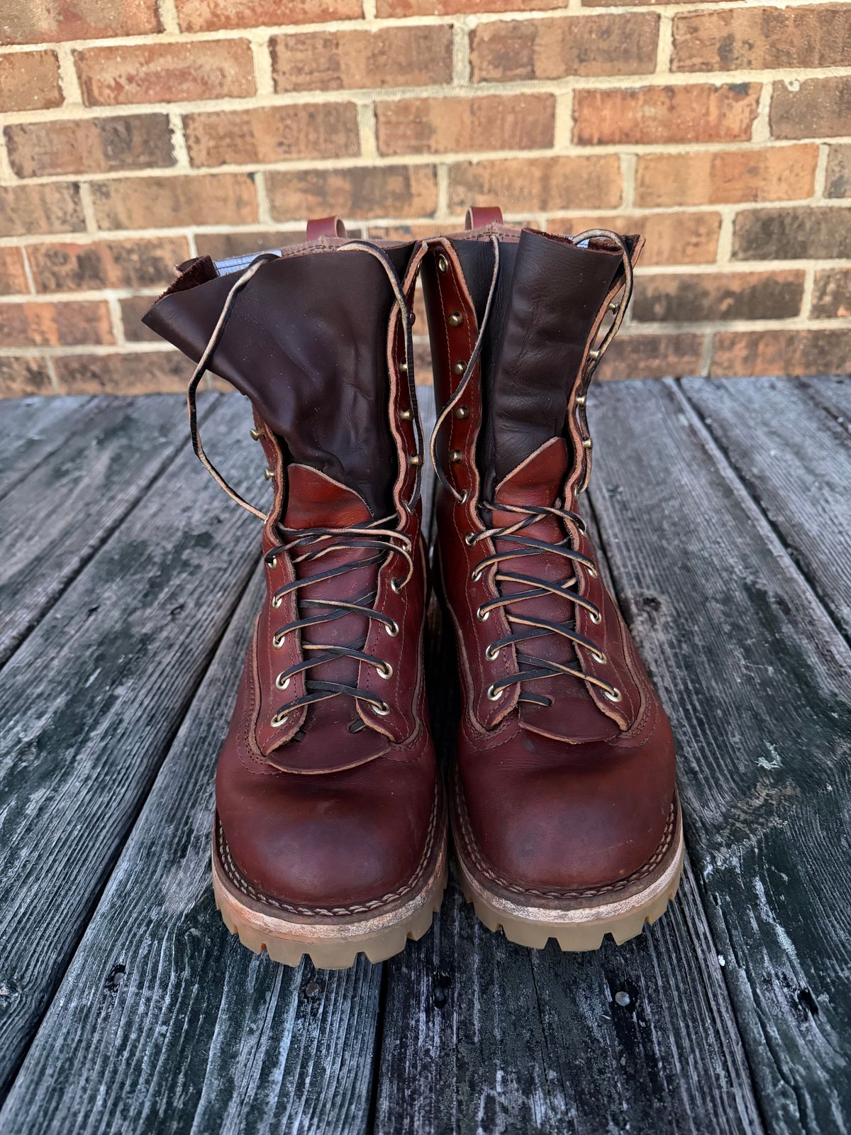 Photo by twilson_vtwin on November 3, 2025 of the Nicks Lace to Toe Work in Wickett & Craig Tan Oiled Latigo.