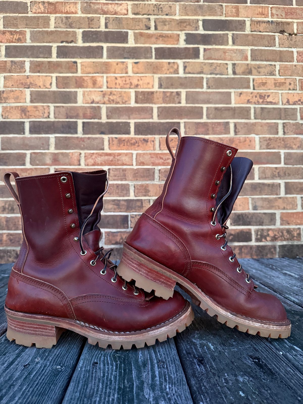 Photo by twilson_vtwin on November 3, 2025 of the Nicks Lace to Toe Work in Wickett & Craig Tan Oiled Latigo.