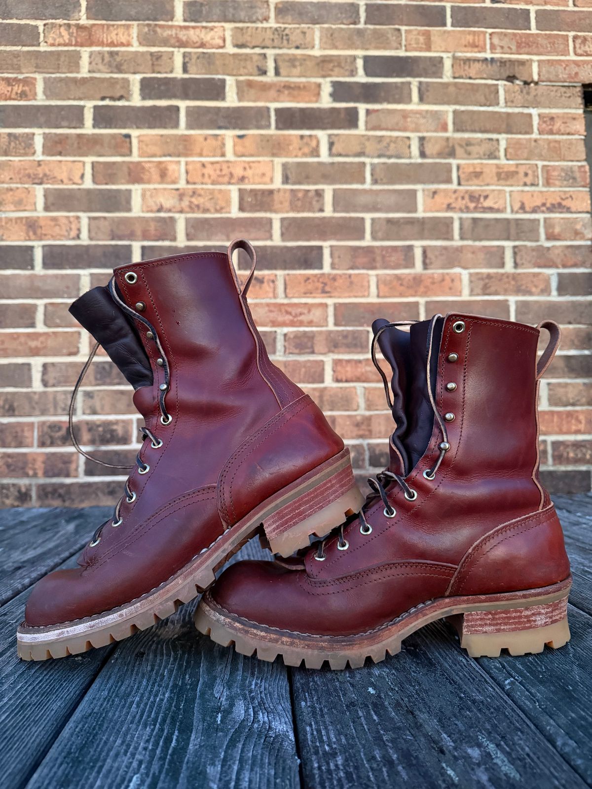 Photo by twilson_vtwin on November 3, 2025 of the Nicks Lace to Toe Work in Wickett & Craig Tan Oiled Latigo.