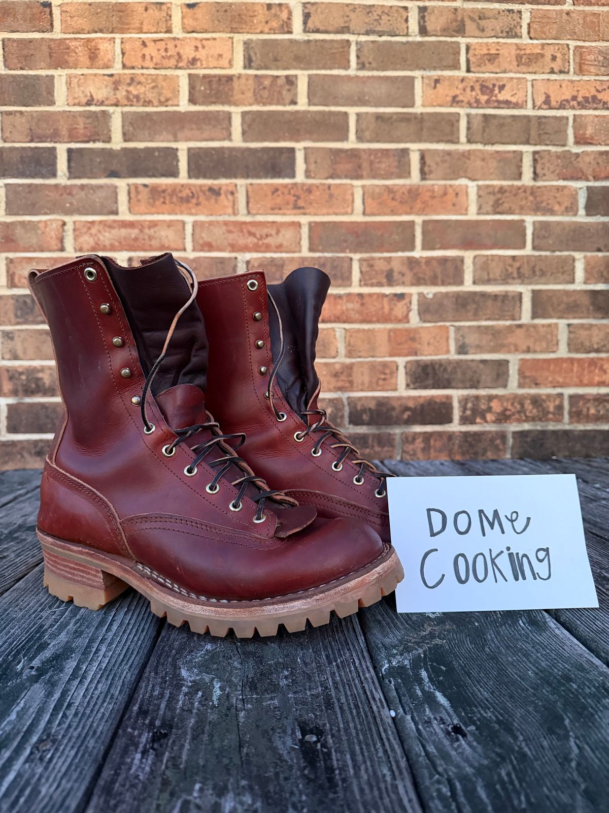 Photo by twilson_vtwin on November 3, 2025 of the Nicks Lace to Toe Work in Wickett & Craig Tan Oiled Latigo.