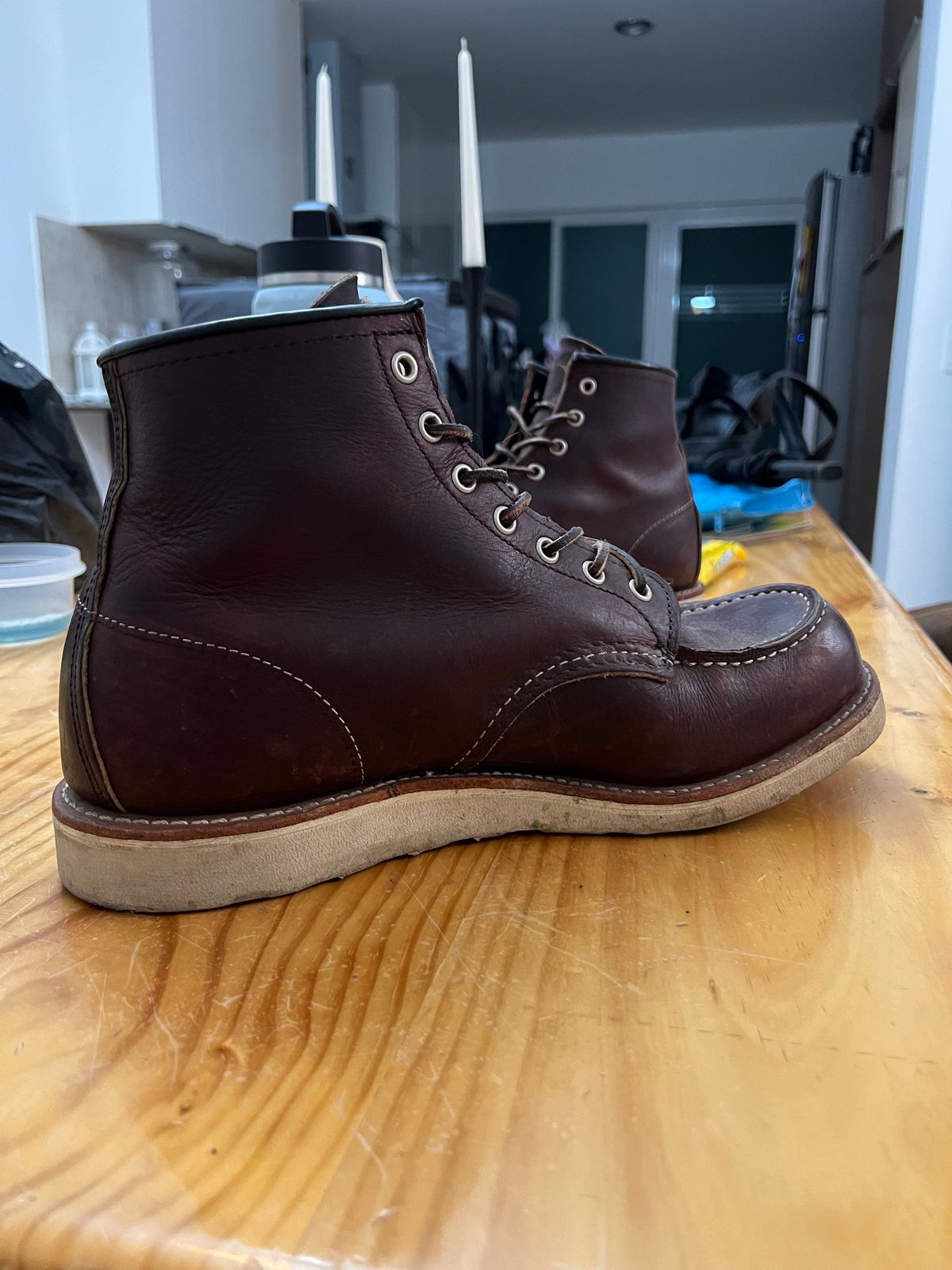 Photo by PVP on November 4, 2024 of the Red Wing 6-Inch Classic Moc in S.B. Foot Briar Oil Slick.