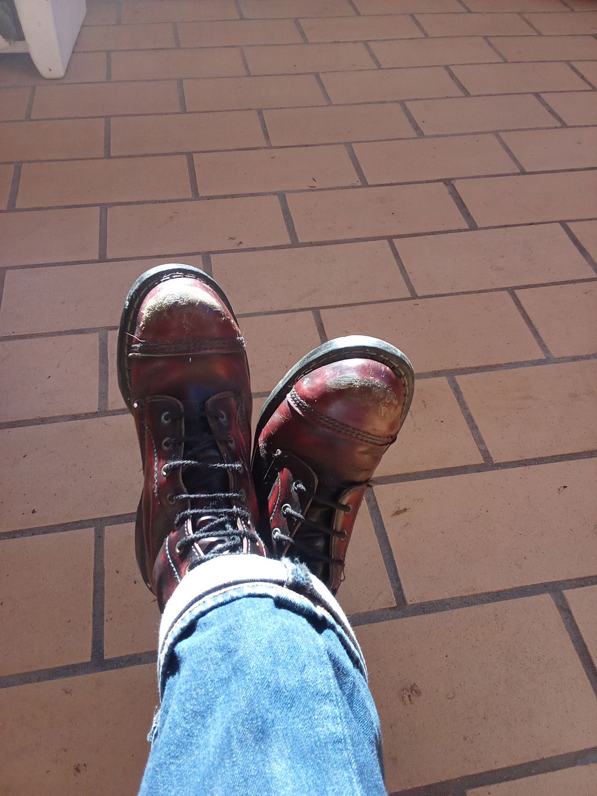 Photo by bacalhau on December 20, 2024 of the Grinders Unknown Model in C.F. Stead Black Waxed Suede.