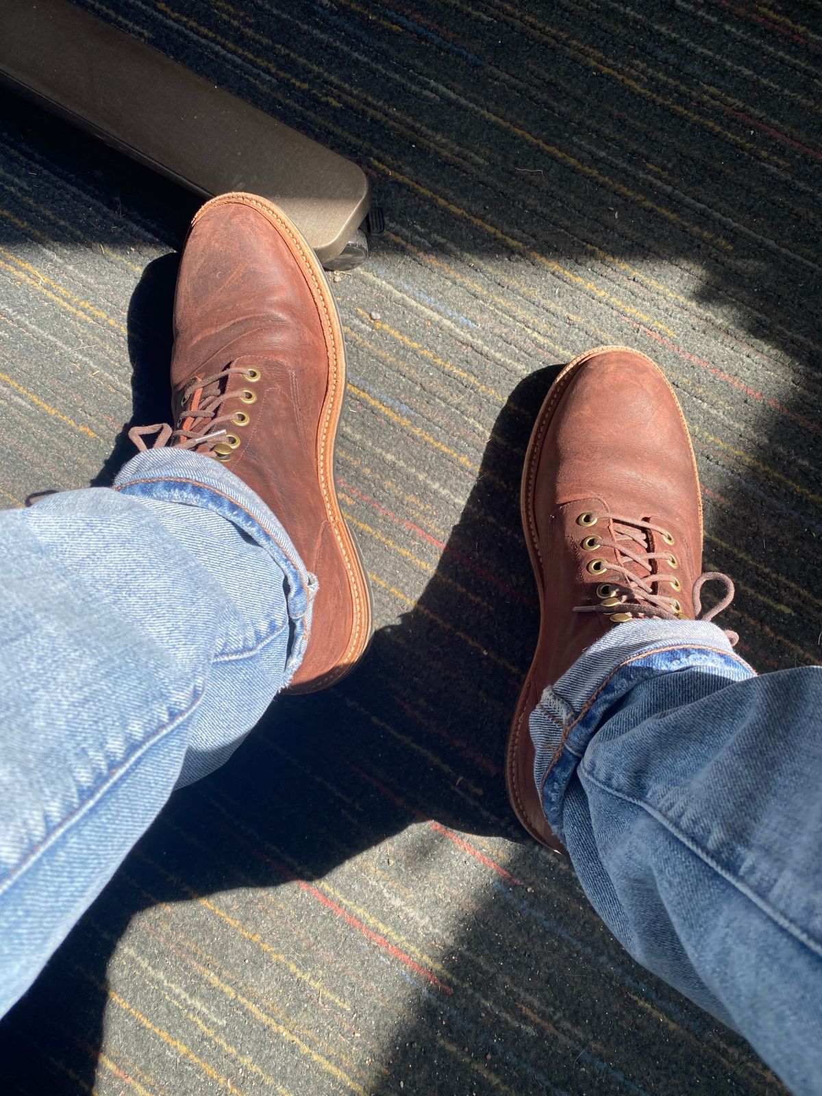 Photo by Dave on April 30, 2025 of the Grant Stone Diesel Boot in C.F. Stead Dark Burgundy Classic Kudu.