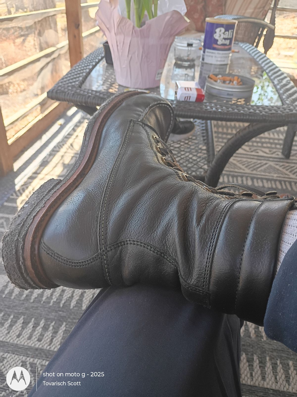 Photo by Tovarisch on March 25, 2026 of the Frye Dakota Crepe Tall in Unknown Leather.