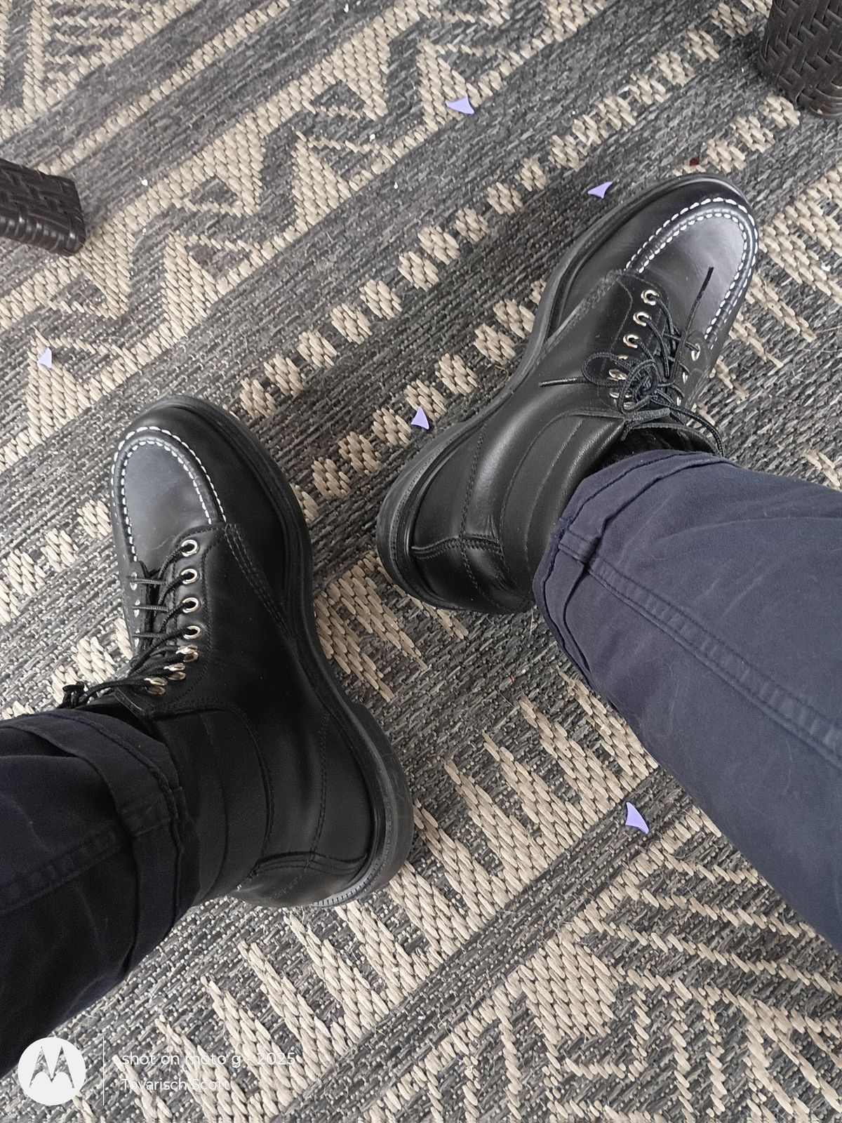 Photo by Tovarisch on April 22, 2026 of the Red Wing 8133 "Frankfurter" Moc in S.B. Foot Black Chrome.