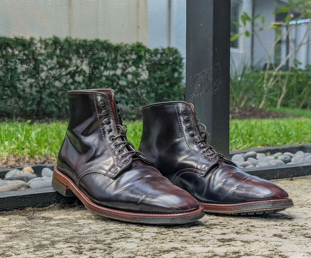 Photo by nikolanottesla on October 16, 2025 of the Alden Plain Toe Boot in Horween Color 8 Shell Cordovan.