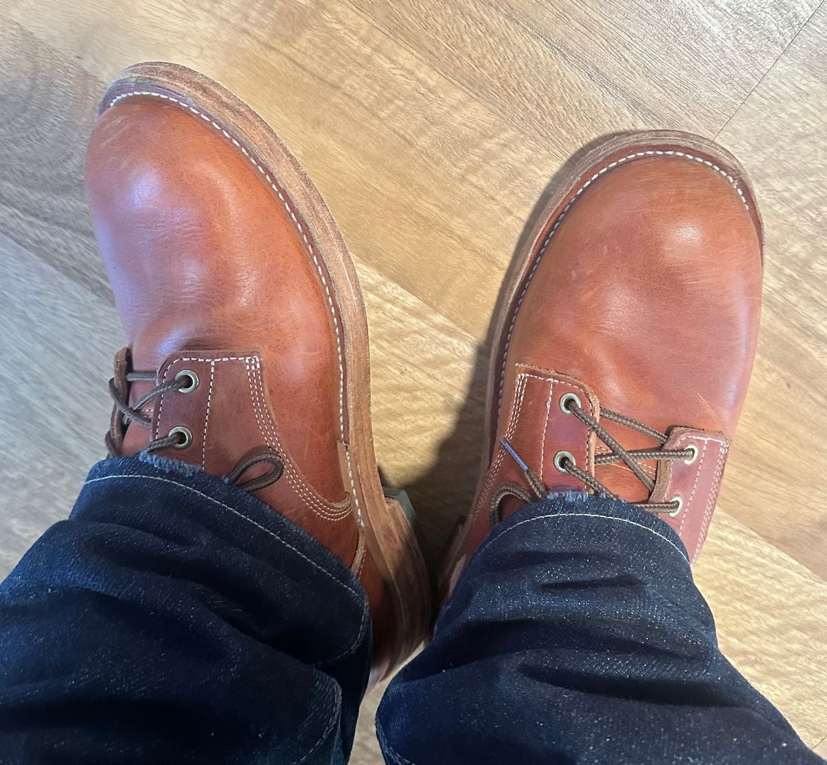 Photo by Hammer on December 4, 2024 of the Self-Made Service Boot in Horween English Tan Dublin.