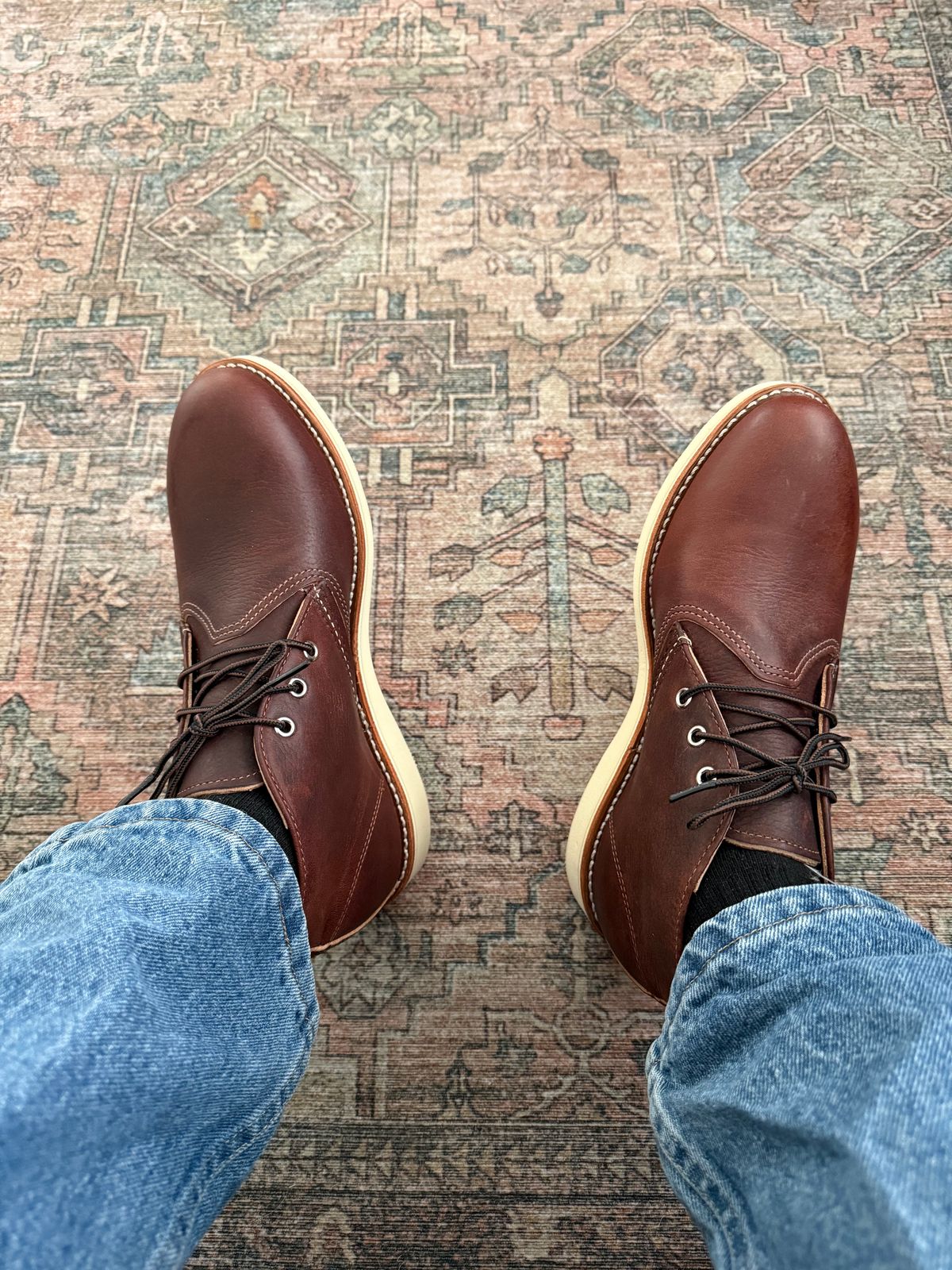Photo by rb_sampson on April 27, 2025 of the Red Wing Work Chukka in S.B. Foot Briar Oil Slick.