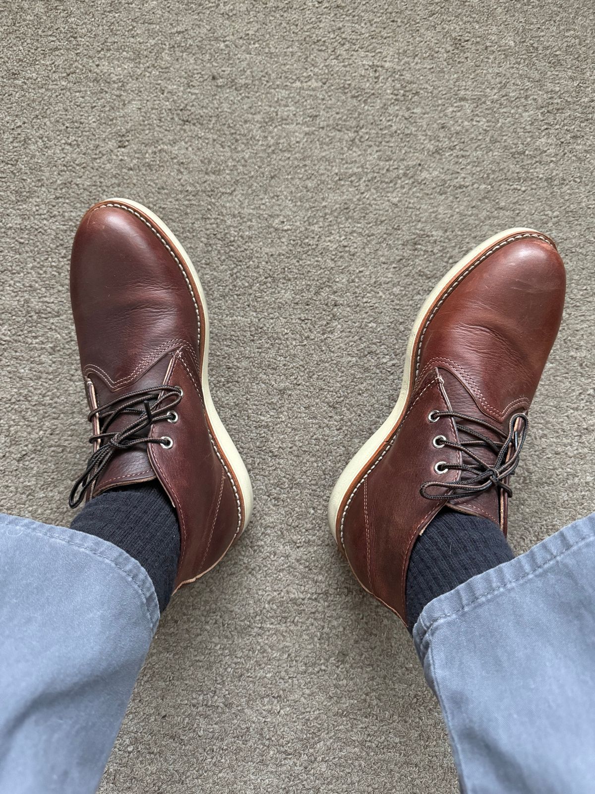 Photo by rb_sampson on May 27, 2025 of the Red Wing Work Chukka in S.B. Foot Briar Oil Slick.