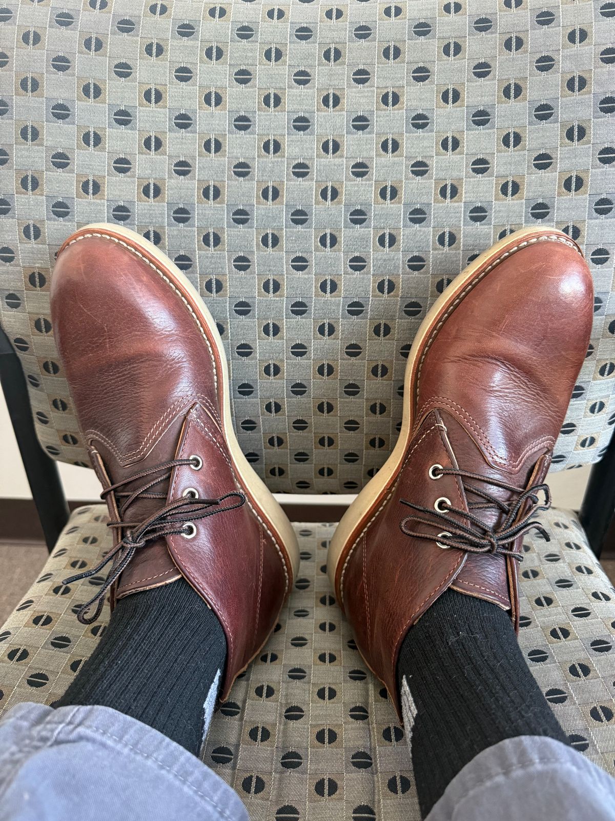 Photo by rb_sampson on August 12, 2025 of the Red Wing Work Chukka in S.B. Foot Briar Oil Slick.