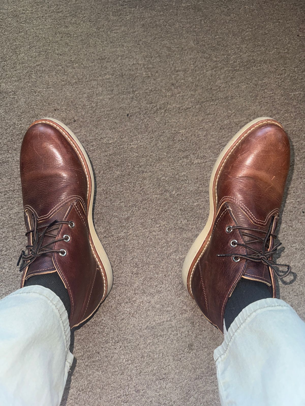 Photo by rb_sampson on September 9, 2025 of the Red Wing Work Chukka in S.B. Foot Briar Oil Slick.