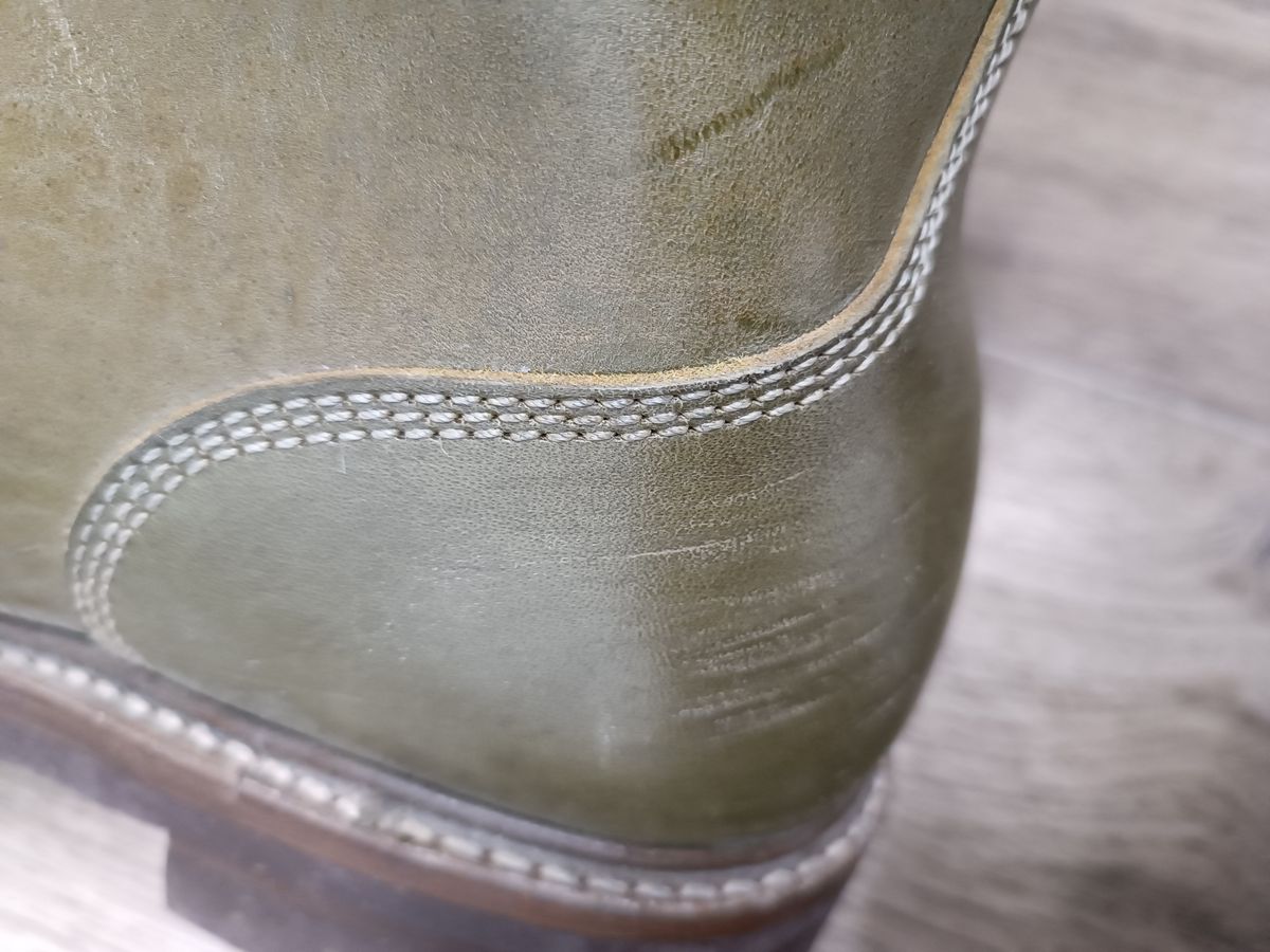 Photo by olgi on May 16, 2025 of the John Lofgren M-43 Service Shoes in Shinki Olive Shrunken Horsebutt.