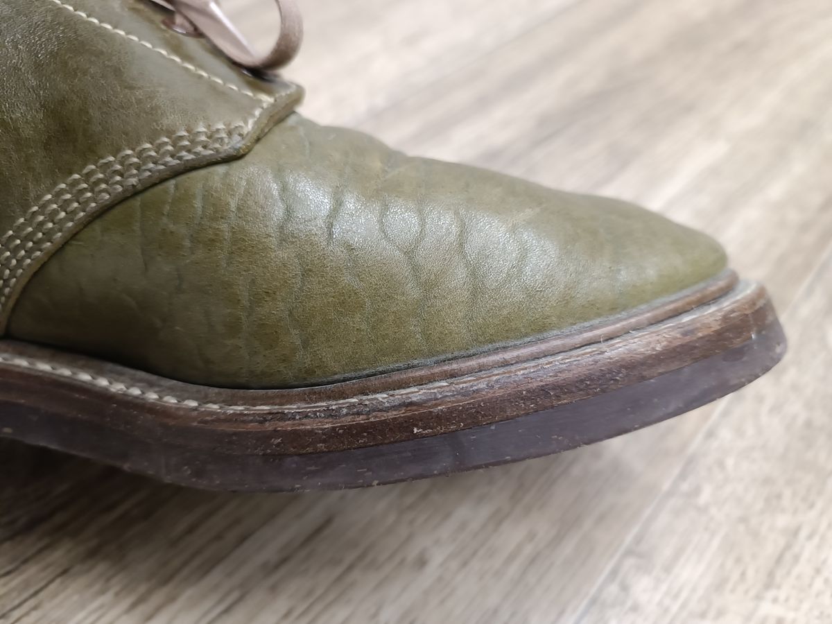 Photo by olgi on May 16, 2025 of the John Lofgren M-43 Service Shoes in Shinki Olive Shrunken Horsebutt.