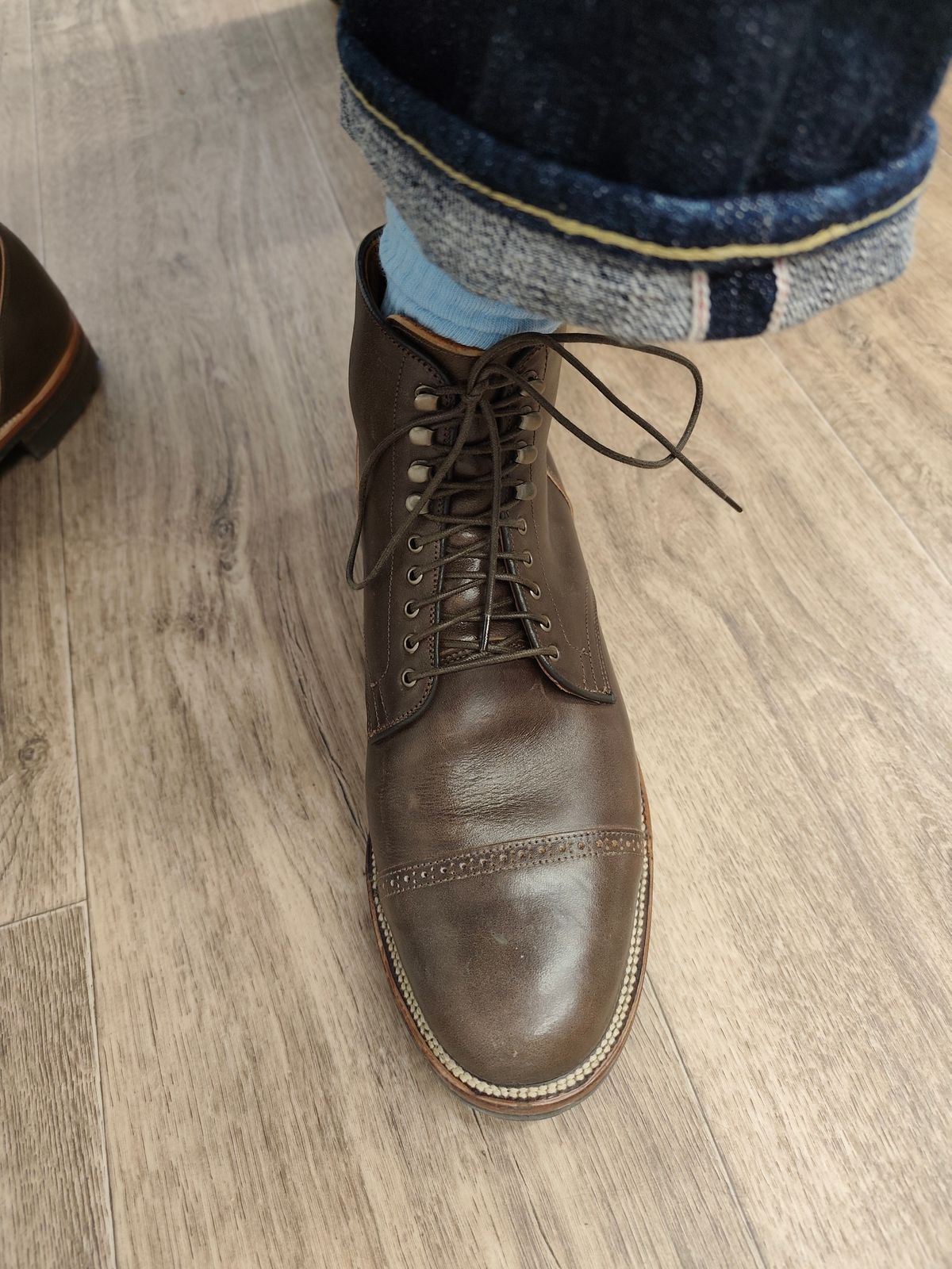 Photo by olgi on October 7, 2025 of the Viberg Service Boot in Maryam Moss Horsebutt.