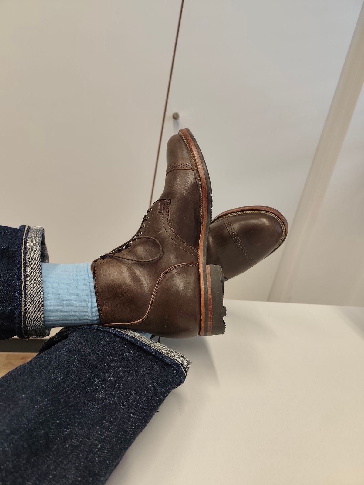 Photo by olgi on October 7, 2025 of the Viberg Service Boot in Maryam Moss Horsebutt.