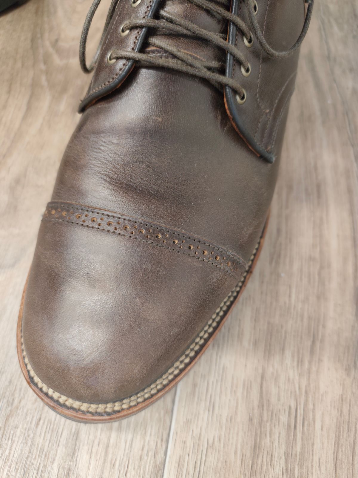 Photo by olgi on October 29, 2025 of the Viberg Service Boot in Maryam Moss Horsebutt.