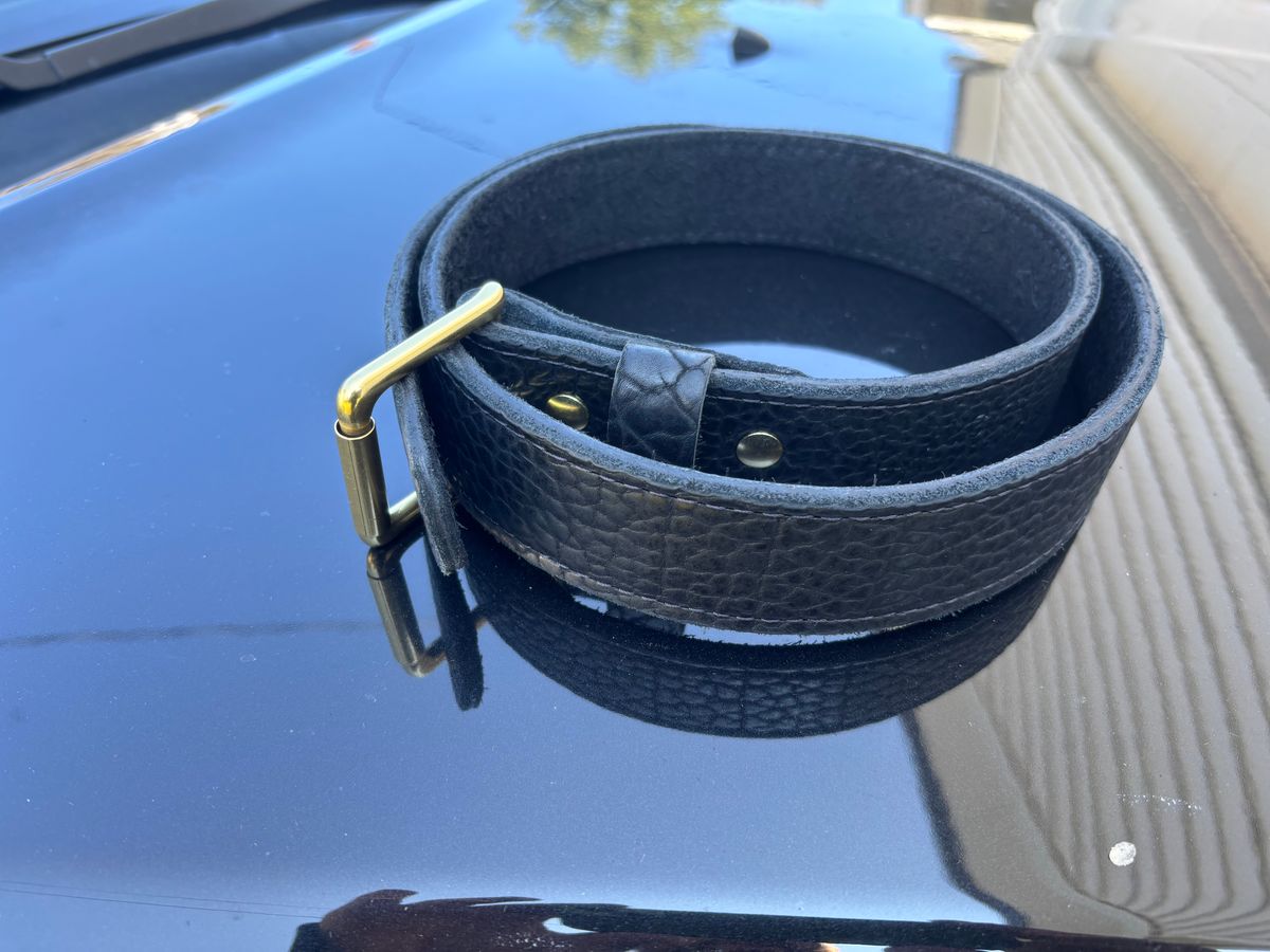 Photo by ZFitzGolf on September 8, 2025 of the Nicks American Bison Heritage Belt in Law Tanning Black Bison.