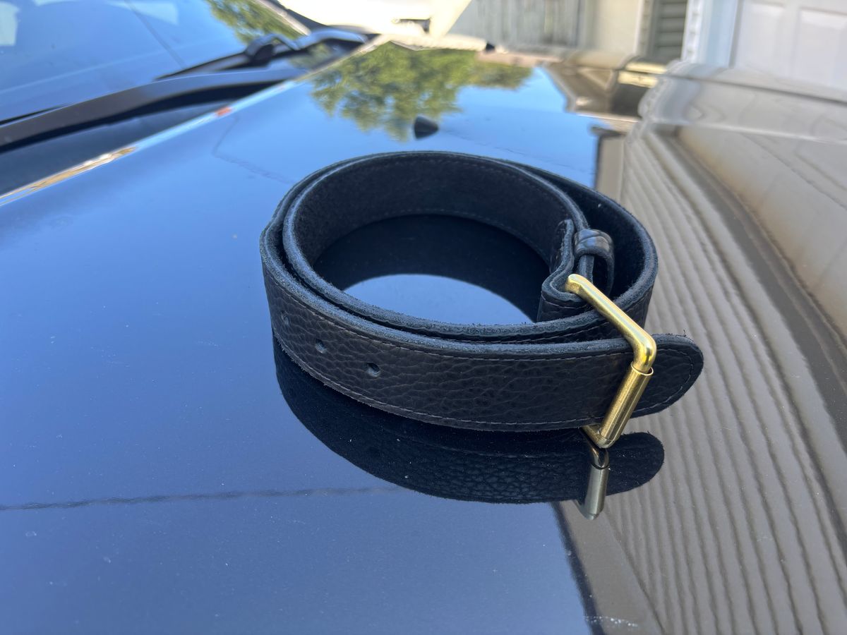 Photo by ZFitzGolf on September 8, 2025 of the Nicks American Bison Heritage Belt in Law Tanning Black Bison.