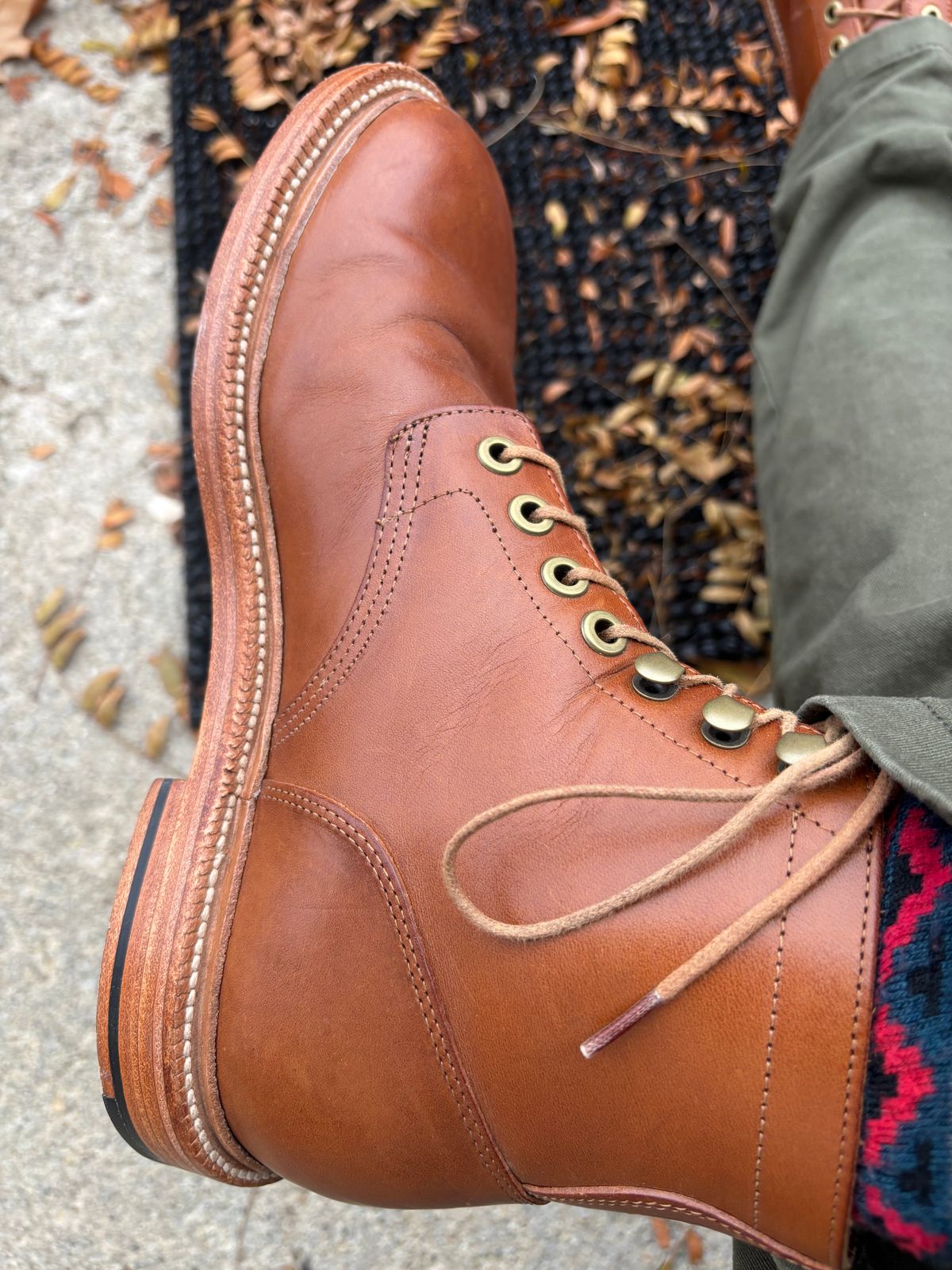 Photo by ZFitzGolf on November 20, 2025 of the Grant Stone Diesel Boot in Badalassi Carlo Saddle Tan Minerva.