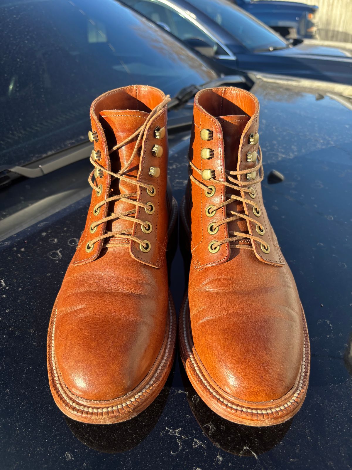 Photo by ZFitzGolf on December 21, 2025 of the Grant Stone Diesel Boot in Badalassi Carlo Saddle Tan Minerva.