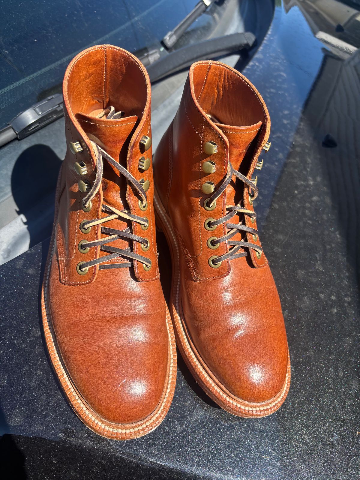 Photo by ZFitzGolf on May 10, 2026 of the Grant Stone Diesel Boot in Badalassi Carlo Saddle Tan Minerva.