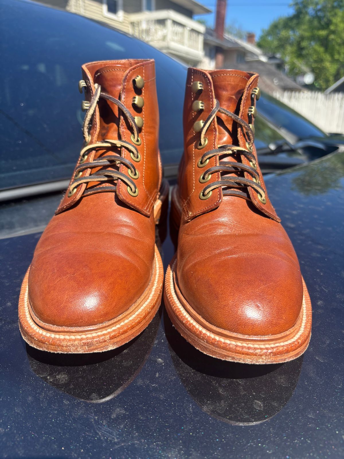 Photo by ZFitzGolf on May 10, 2026 of the Grant Stone Diesel Boot in Badalassi Carlo Saddle Tan Minerva.