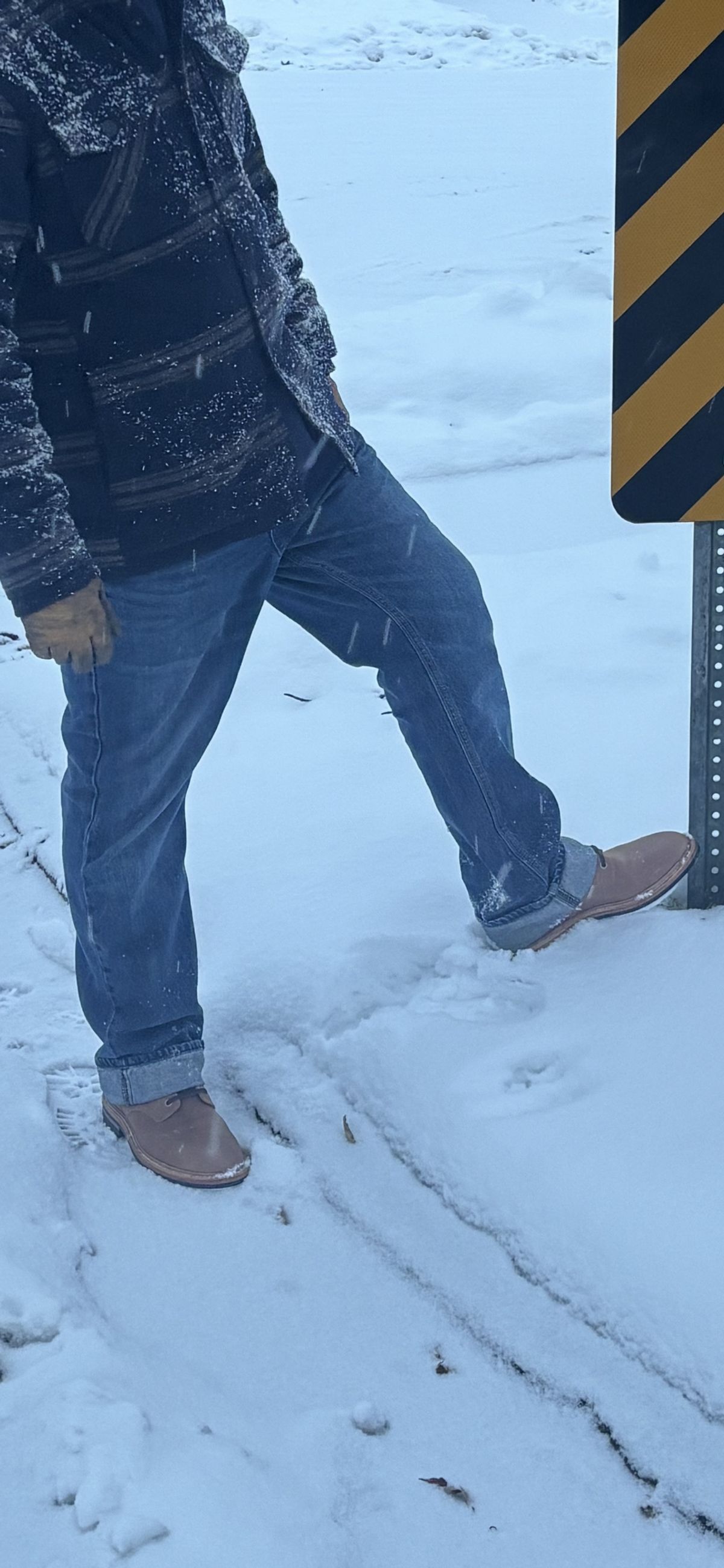 Photo by ZFitzGolf on December 7, 2025 of the Grant Stone Diesel Boot in C.F. Stead Natural Waxy Commander Suede.