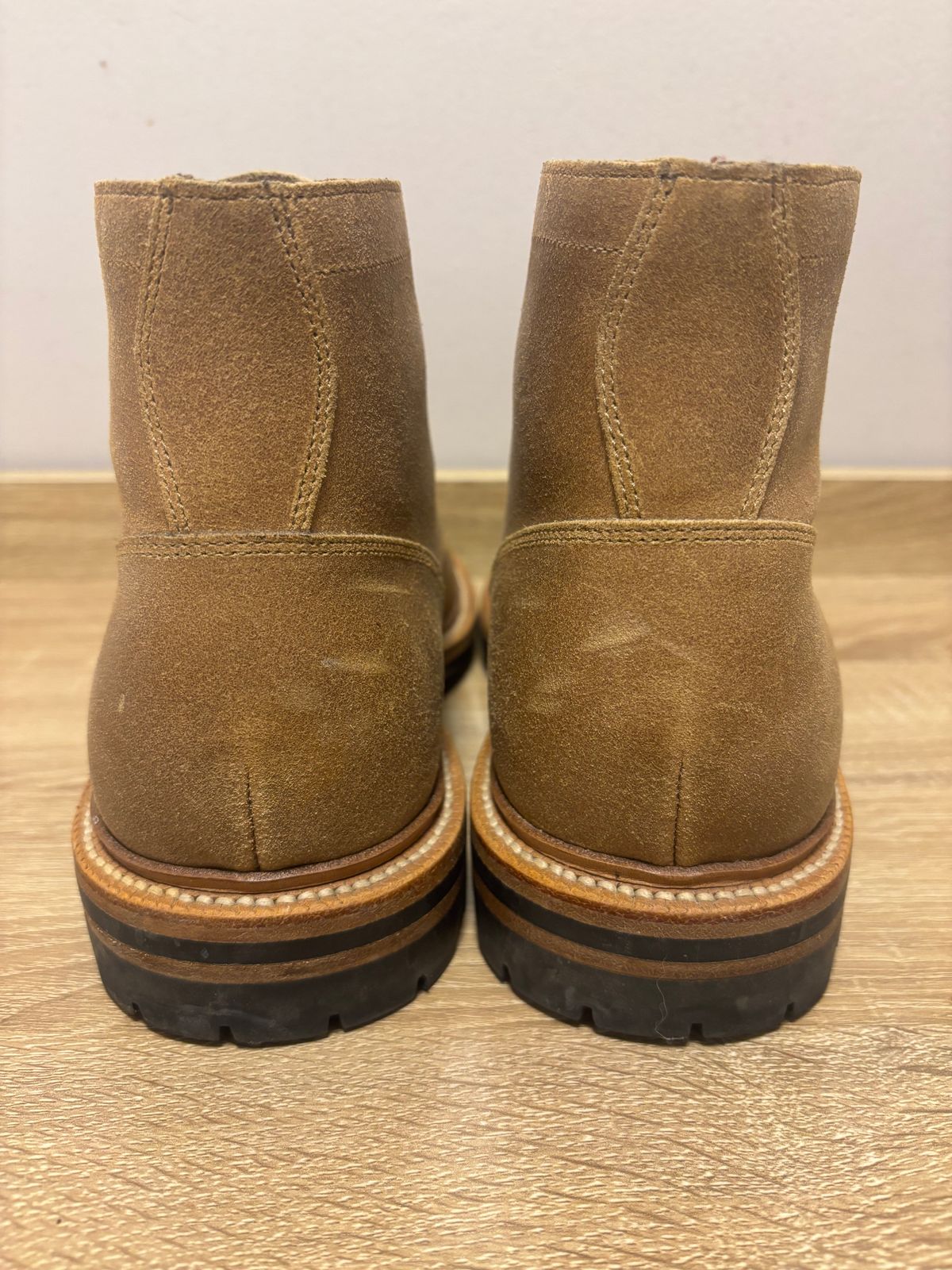 Photo by ZFitzGolf on February 22, 2026 of the Grant Stone Diesel Boot in C.F. Stead Natural Waxy Commander Suede.