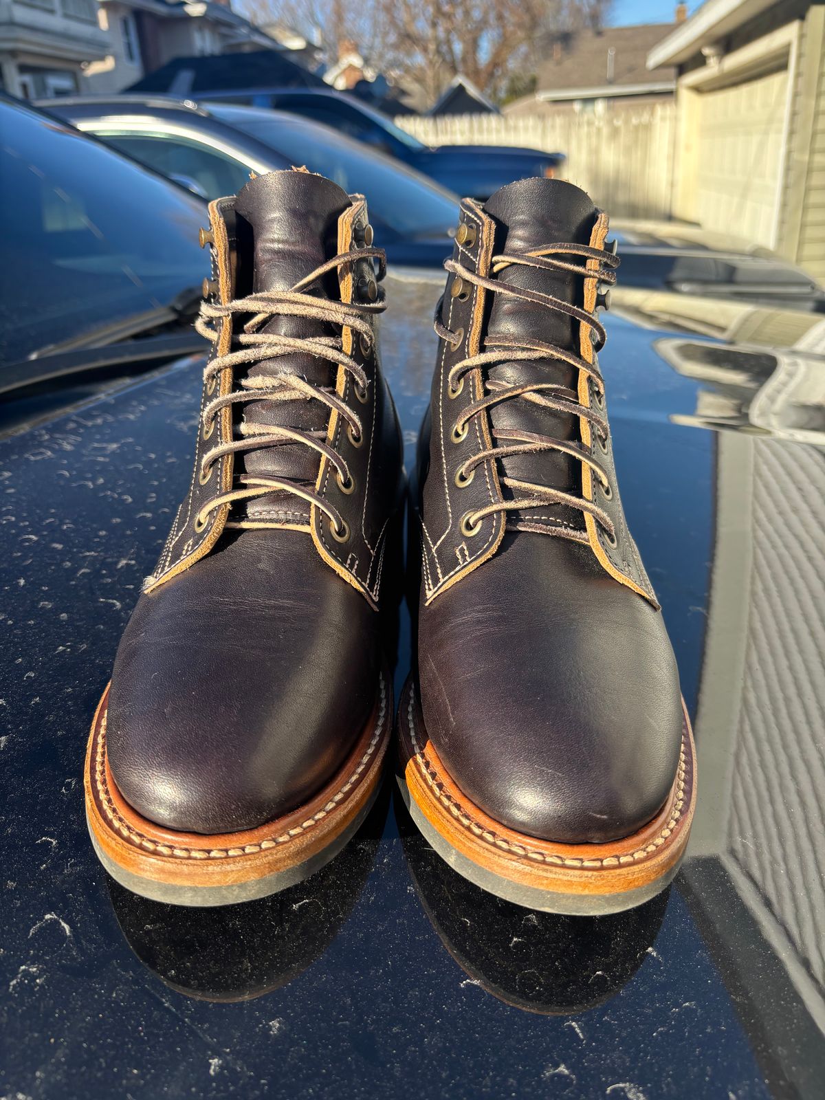 Photo by ZFitzGolf on December 21, 2025 of the Truman Plain Toe Boot in Black Cypress Teacore.