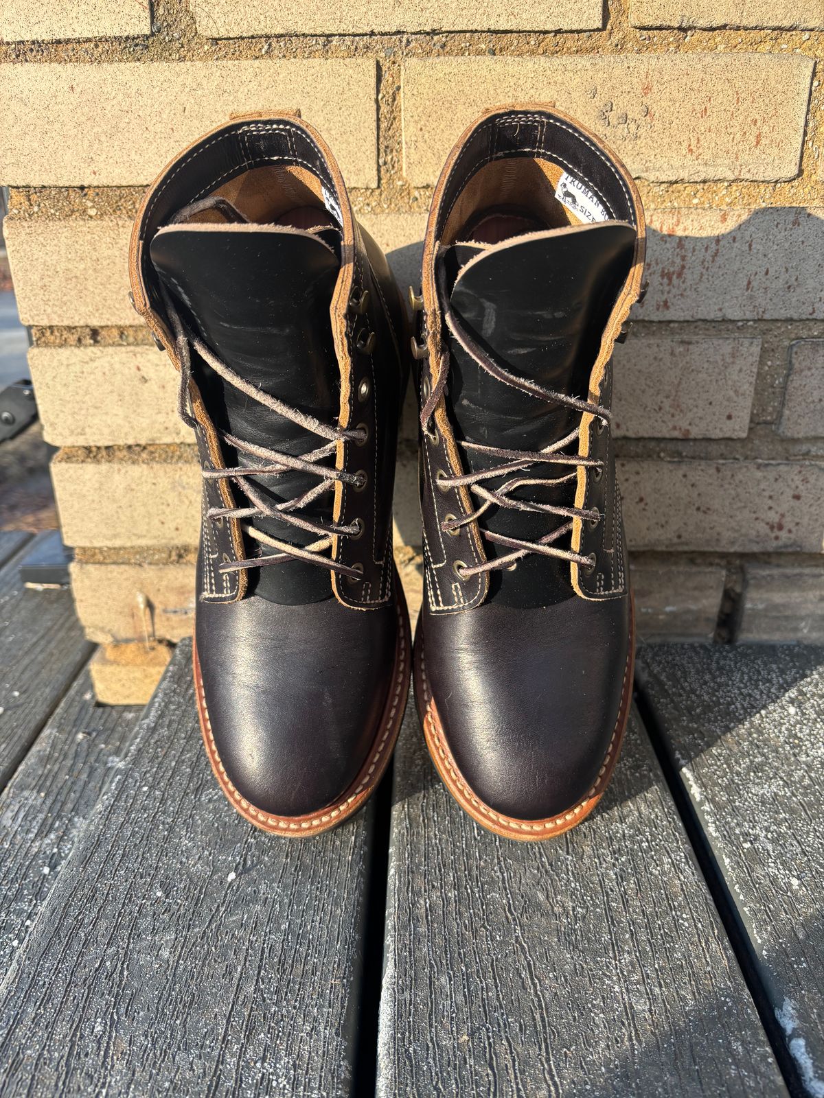 Photo by ZFitzGolf on January 5, 2026 of the Truman Plain Toe Boot in Black Cypress Teacore.