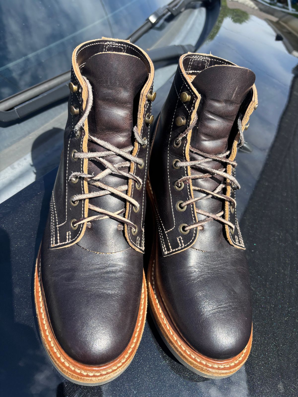Photo by ZFitzGolf on May 6, 2026 of the Truman Plain Toe Boot in Black Cypress Teacore.