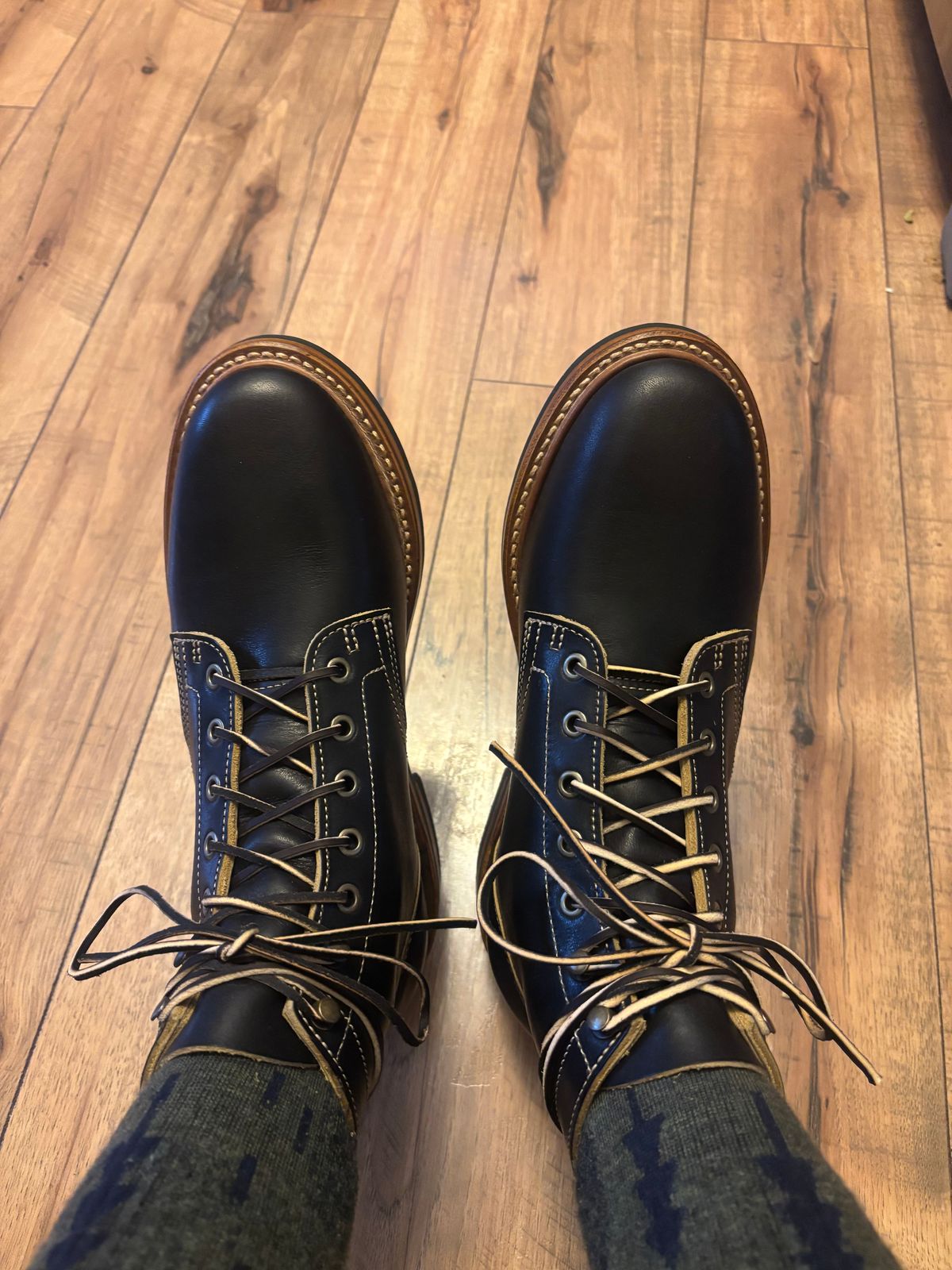 Photo by ZFitzGolf on November 26, 2025 of the Truman Plain Toe Boot in Black Cypress Teacore.