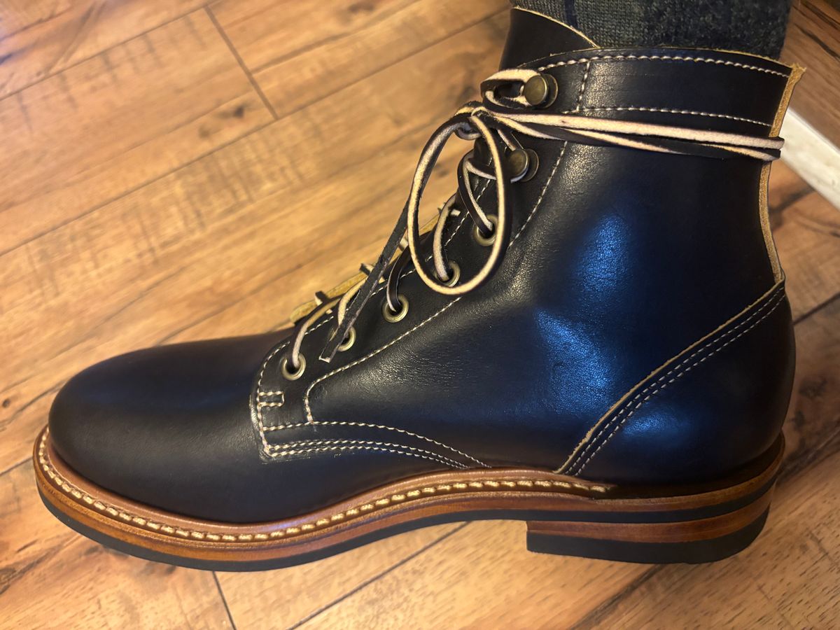 Photo by ZFitzGolf on November 26, 2025 of the Truman Plain Toe Boot in Black Cypress Teacore.