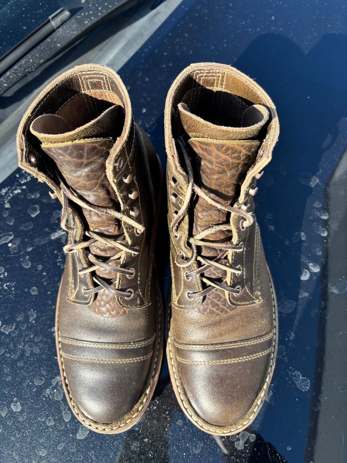 Photo by ZFitzGolf on February 1, 2026 of the White's MP-Sherman Toe Cap in Horween Olive Waxed Flesh.