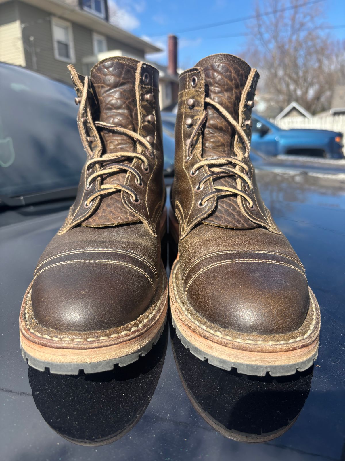 Photo by ZFitzGolf on March 1, 2026 of the White's MP-Sherman Toe Cap in Horween Olive Waxed Flesh.