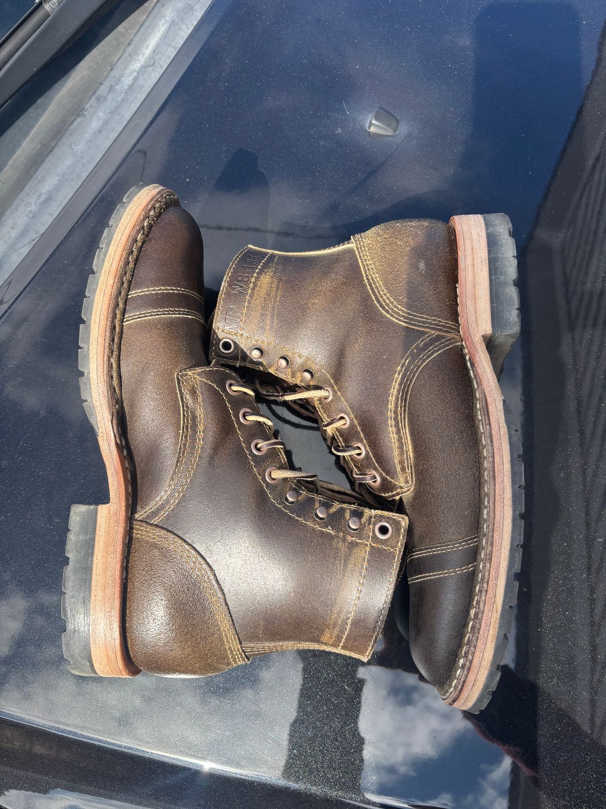 Photo by ZFitzGolf on March 1, 2026 of the White's MP-Sherman Toe Cap in Horween Olive Waxed Flesh.