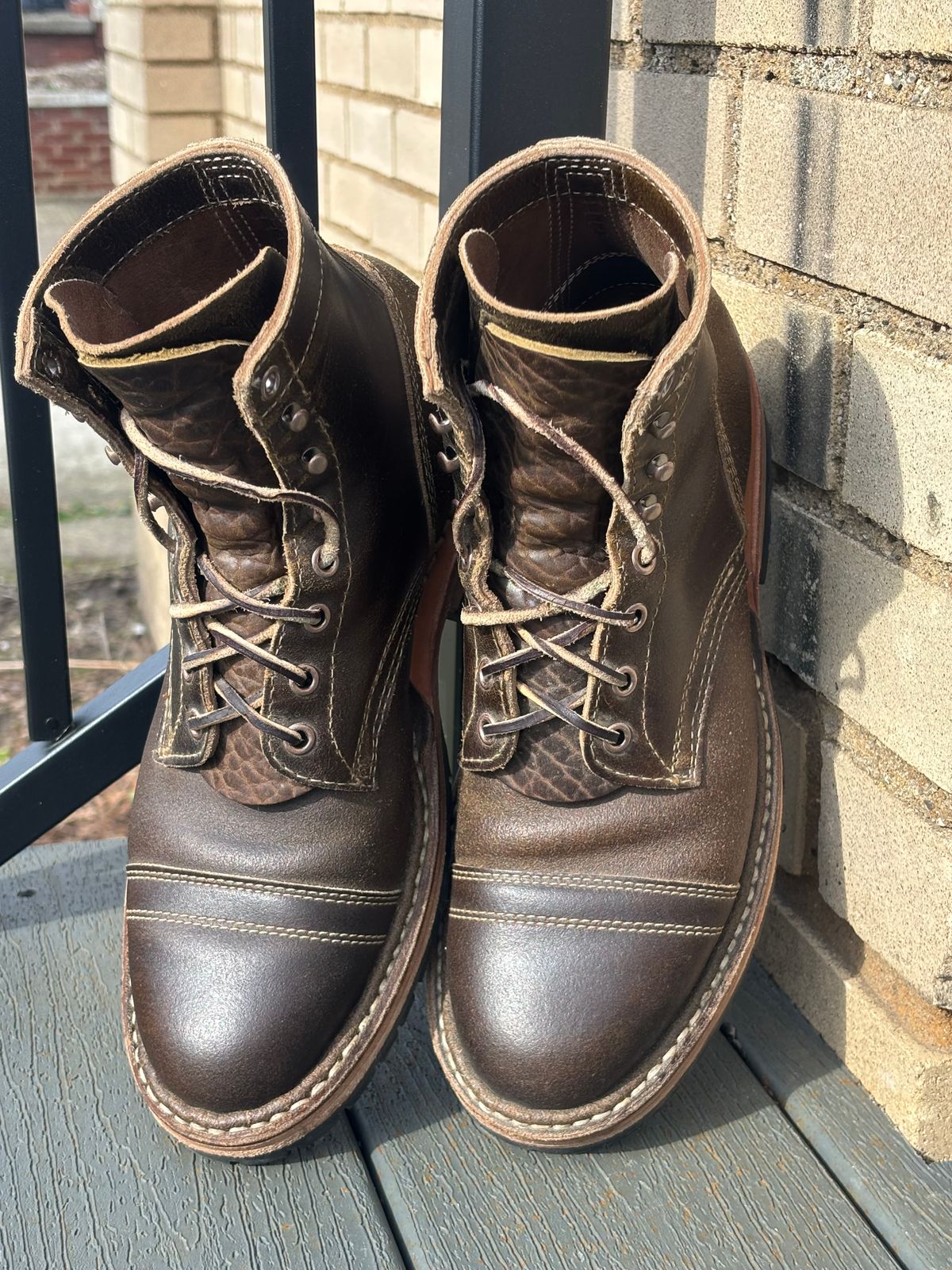 Photo by ZFitzGolf on April 2, 2026 of the White's MP-Sherman Toe Cap in Horween Olive Waxed Flesh.