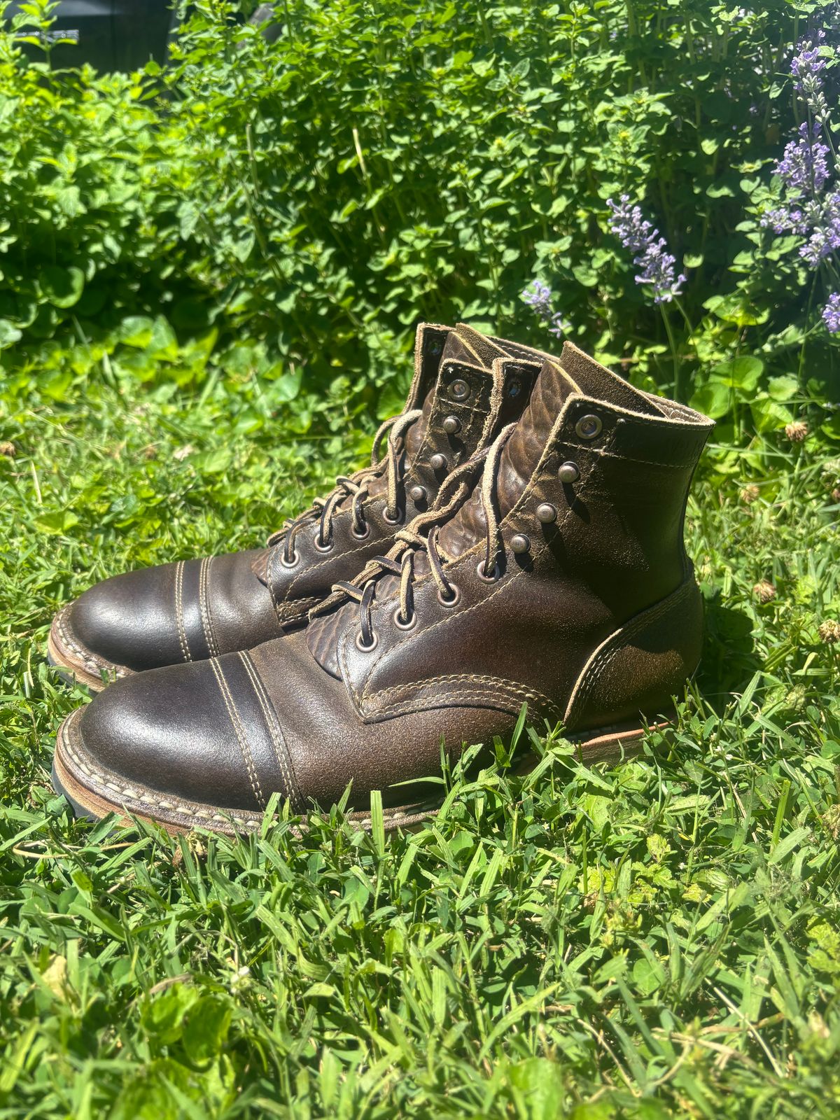Photo by ZFitzGolf on June 12, 2026 of the White's MP-Sherman Toe Cap in Horween Olive Waxed Flesh.