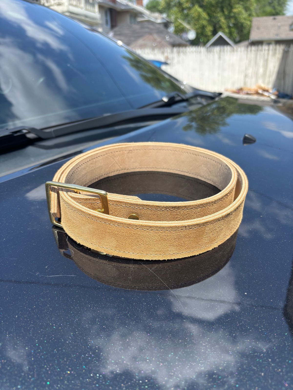Photo by ZFitzGolf on May 19, 2026 of the NorthStarLeatherCo SB Foot Belt in S.B. Foot Hawthorne Muleskinner.
