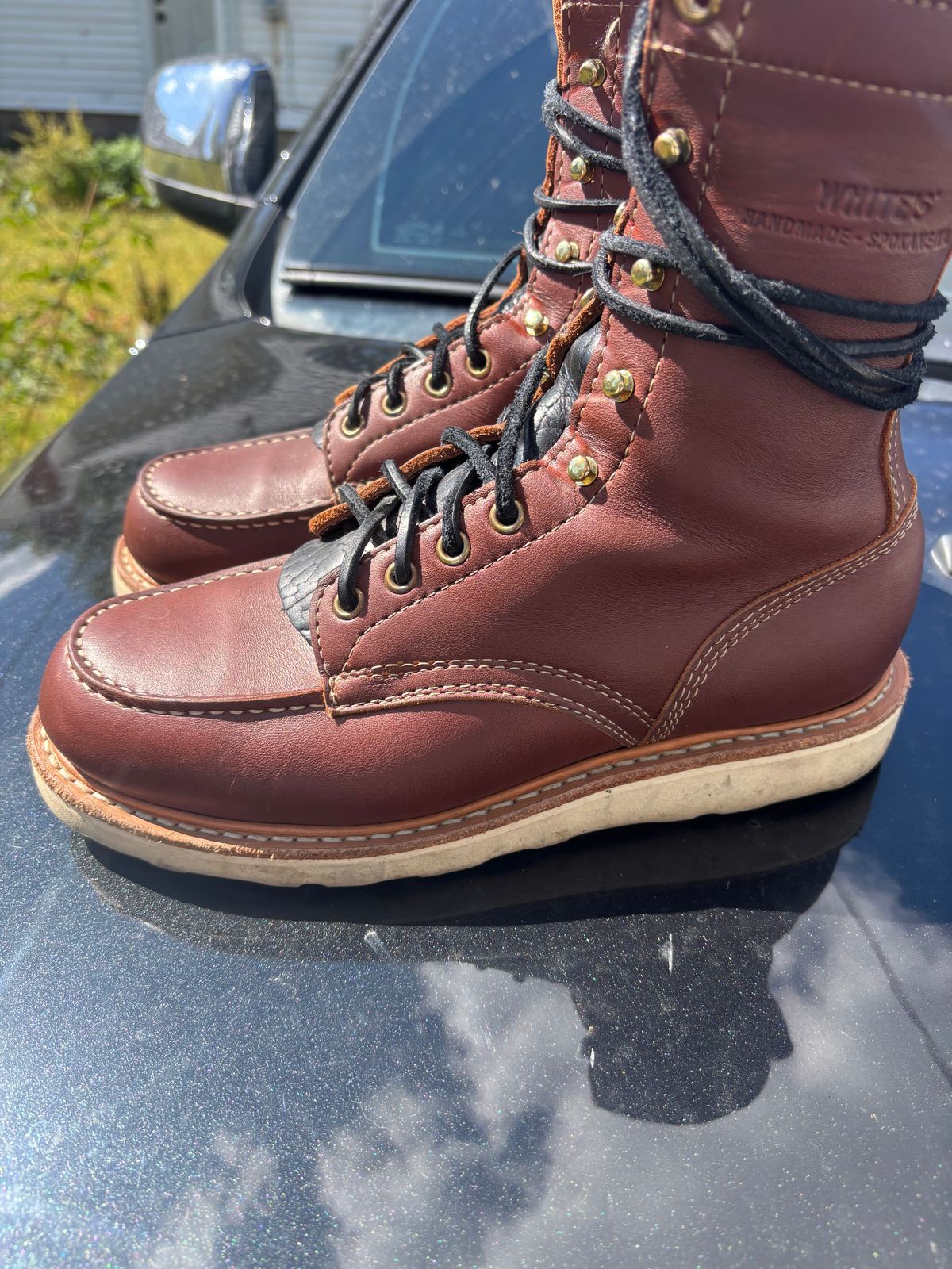 Photo by ZFitzGolf on September 26, 2025 of the White's Perry 8" in Seidel Red Dog Oil Tan.