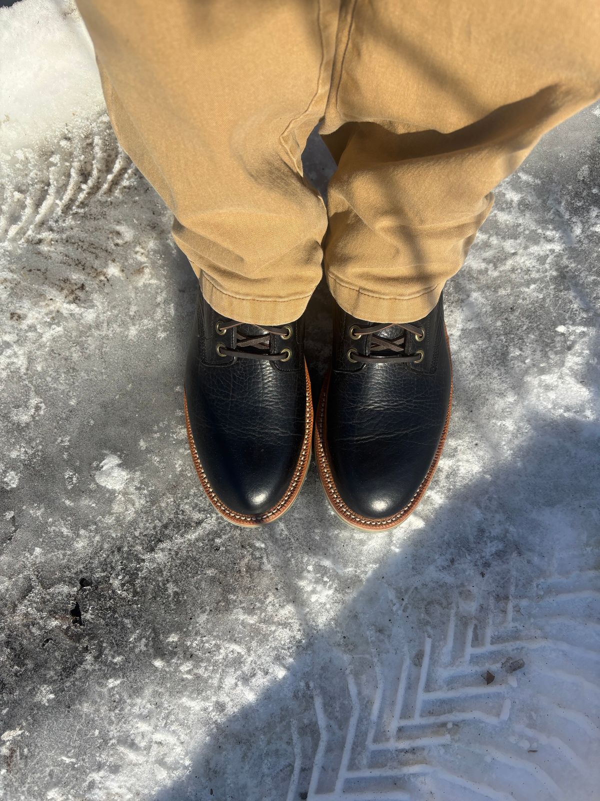 Photo by ZFitzGolf on December 5, 2025 of the Grant Stone Diesel Boot in Seidel Black Bison.